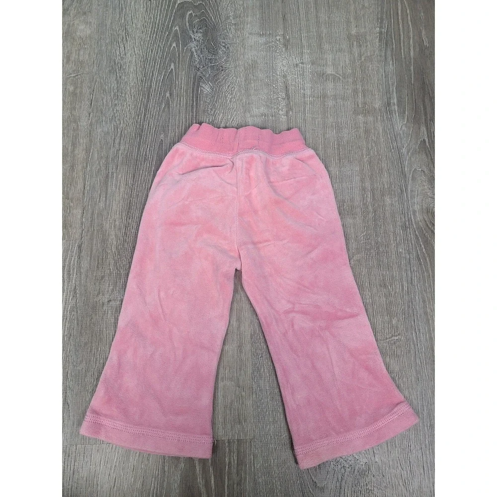 Y2K Baby Gap 12-18 Months Velour Tracksuit Pants Pink Soft Flare Leg Stretchy